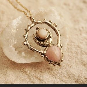 Peruvian Rose Opal & Brass Necklace